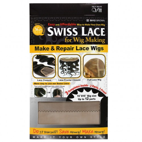 Qfitt Swiss Lace For Wig Making Make and Repair Lace Wig 15" x 15" #5012